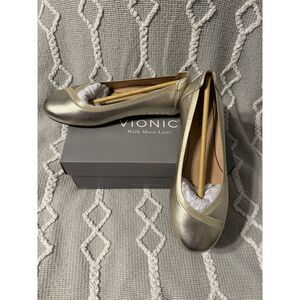 Vionic Women's Ballet Flats Size 6.5 Champagne Slip-On Comfort Shoes